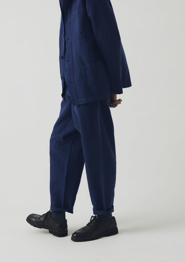 Alfie Garment Dyed Herringbone Trousers | Dark Indigo