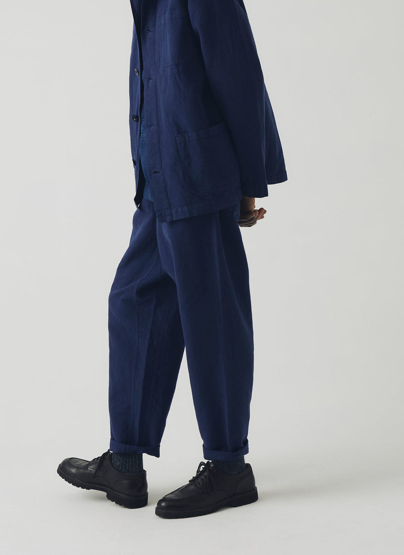 Alfie Garment Dyed Herringbone Trousers | Dark Indigo