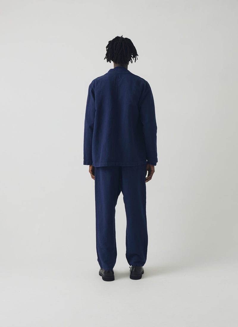 Alfie Garment Dyed Herringbone Trousers | Dark Indigo
