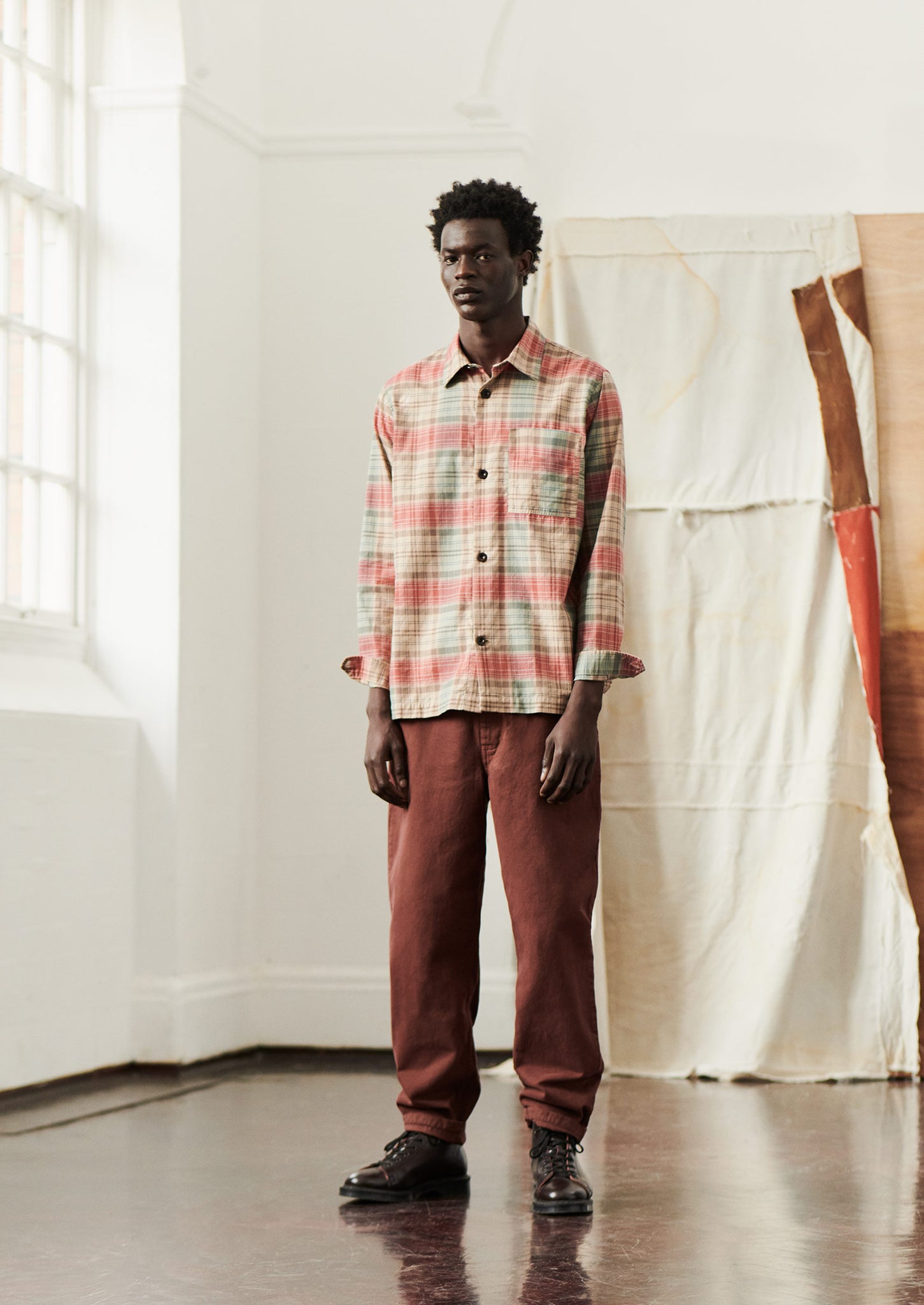 Tartan shop tapered trousers