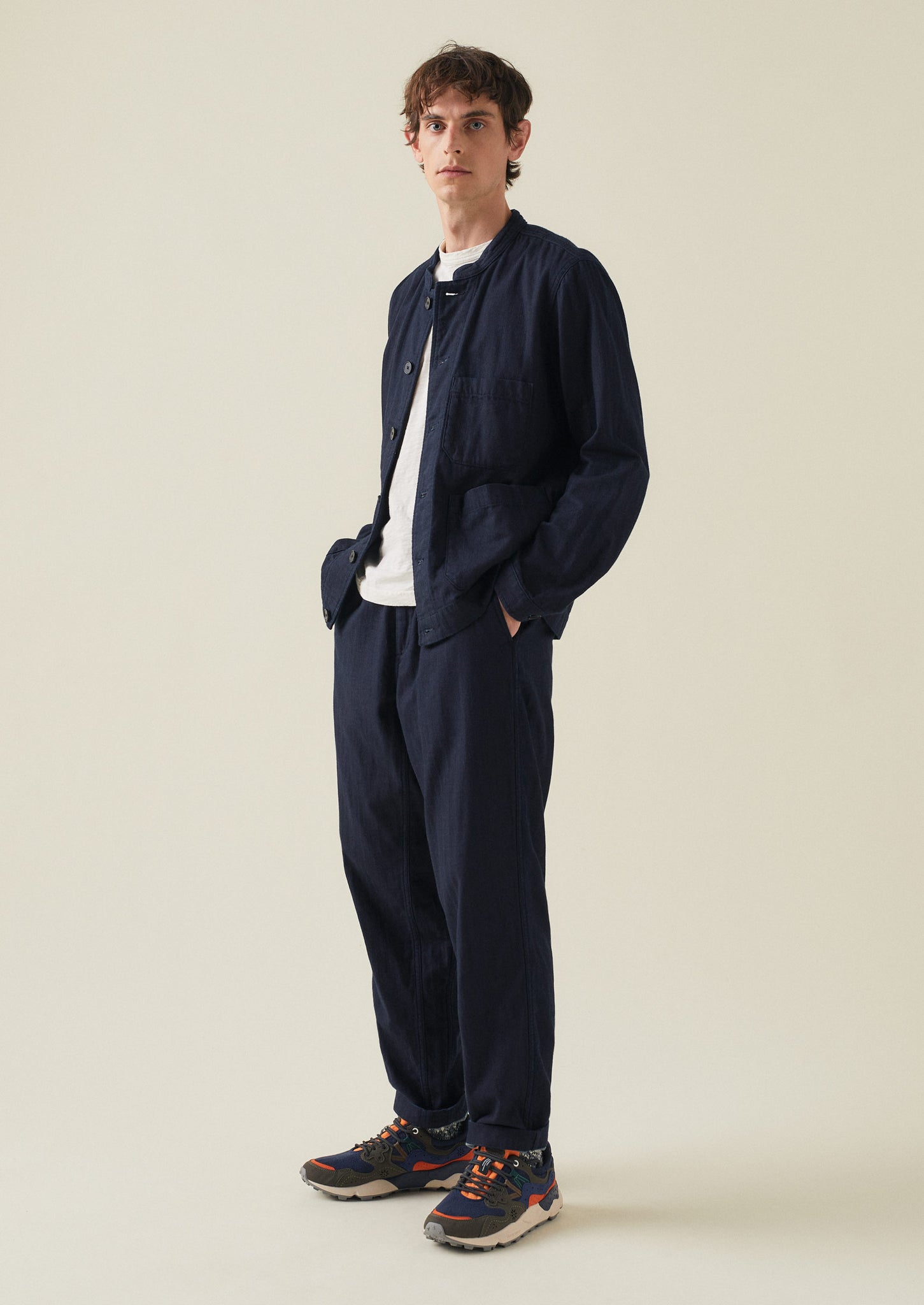 Double Faced Indigo Drawstring Trousers | Indigo