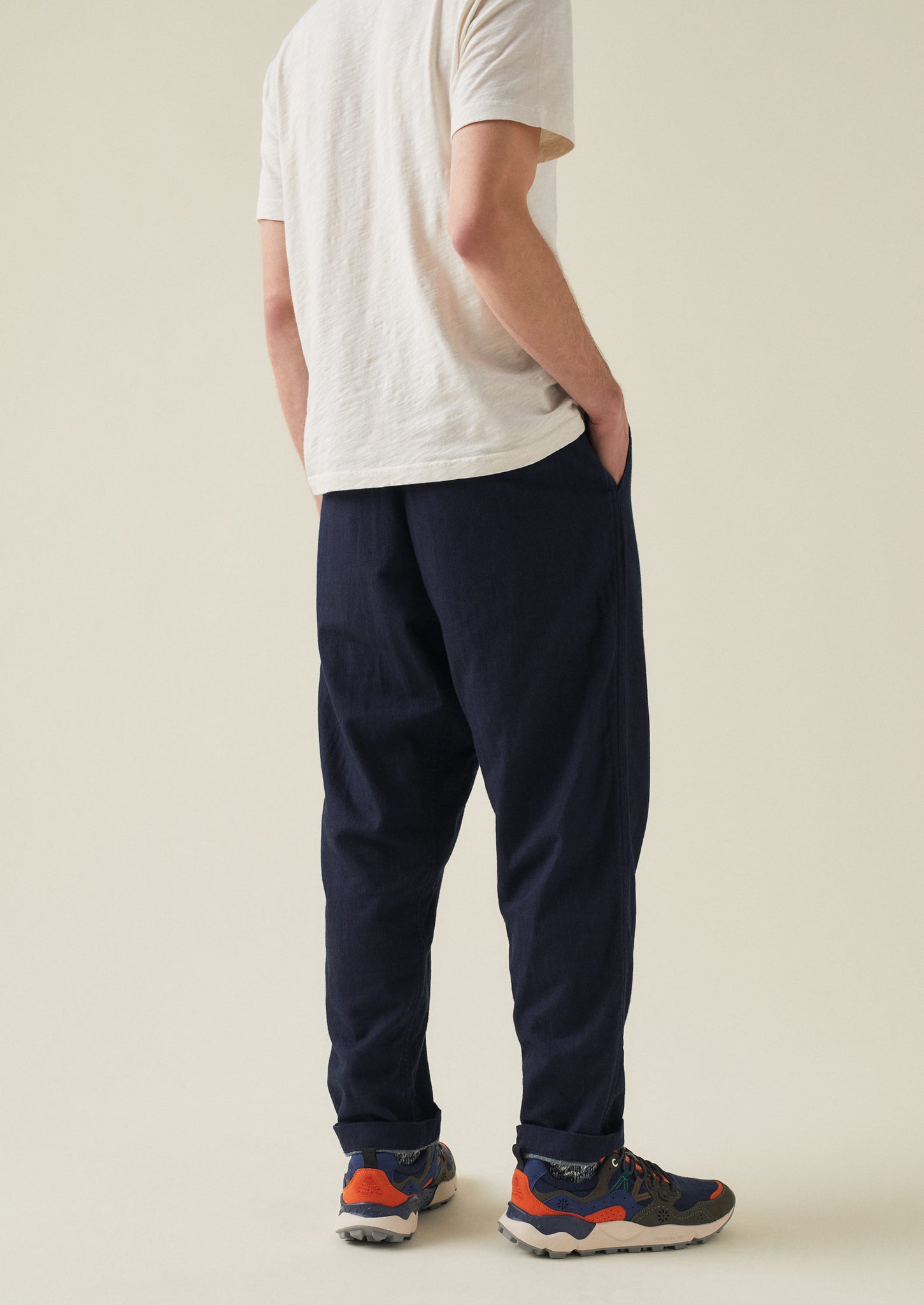 Double Faced Indigo Drawstring Trousers | Indigo