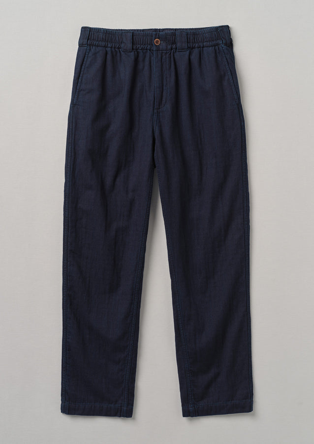 Double Faced Indigo Drawstring Trousers | Indigo