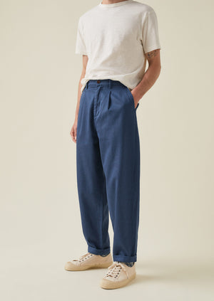 Duncan Exaggerated Tapered Trousers | Delft Blue