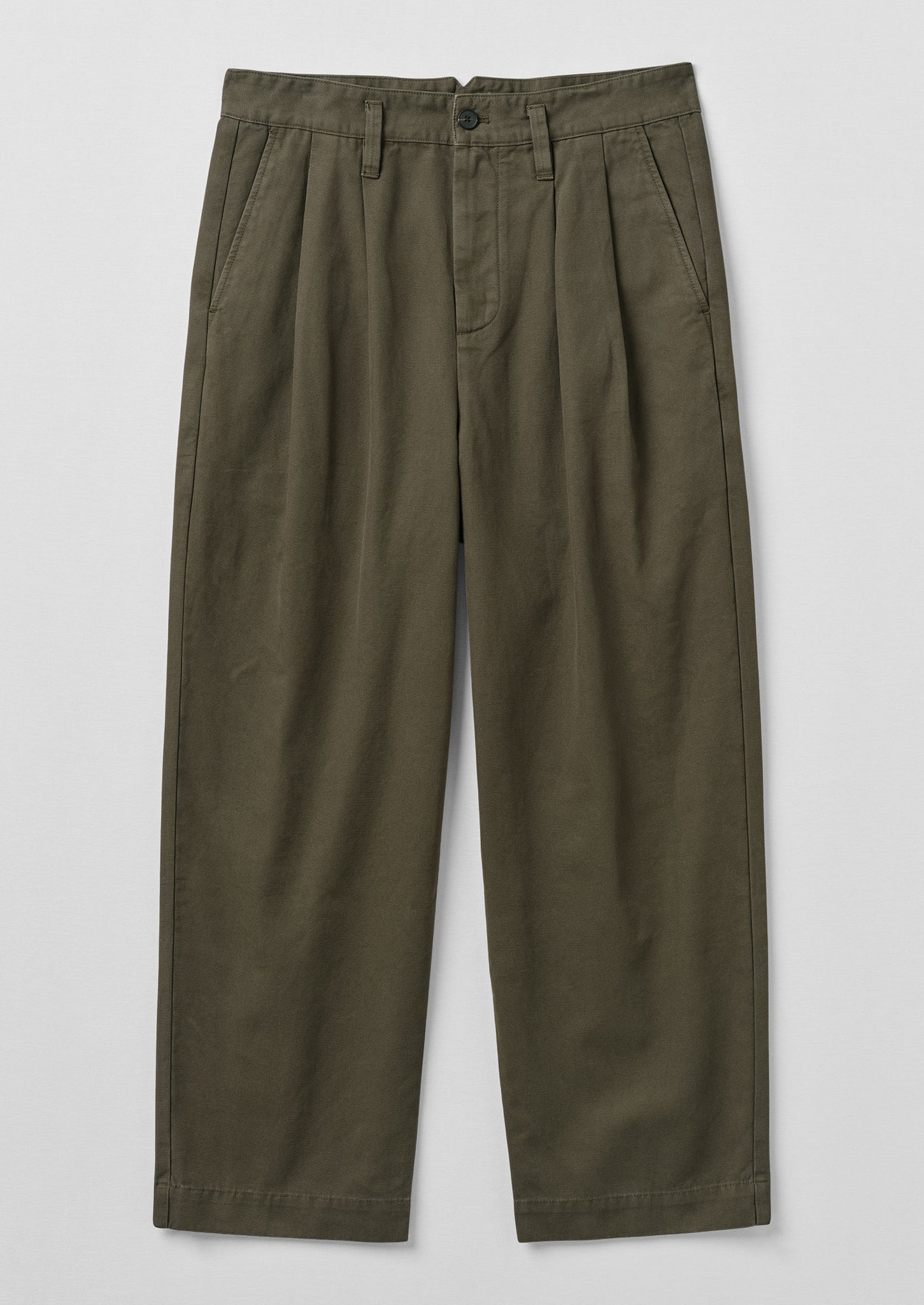 Bill Cotton Wide Leg Trousers | Dark Olive