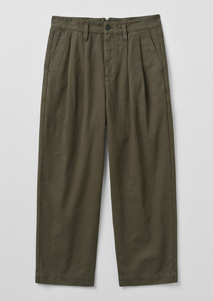 Bill Cotton Wide Leg Trousers | Dark Olive