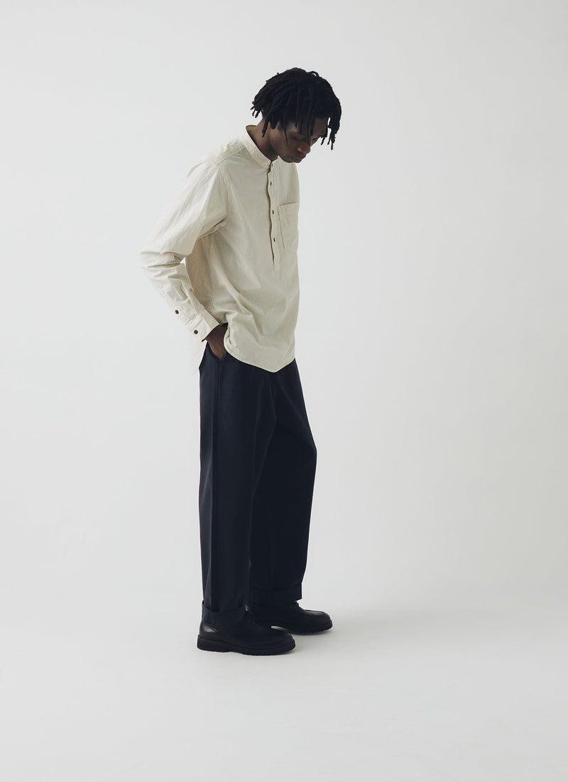 Bill Cotton Canvas Wide Leg Trousers | Dark Navy