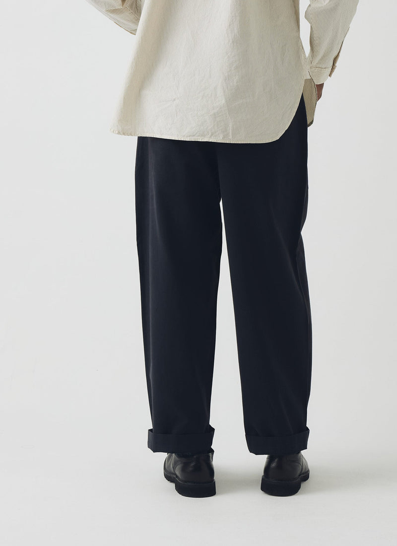 Bill Cotton Canvas Wide Leg Trousers | Dark Navy