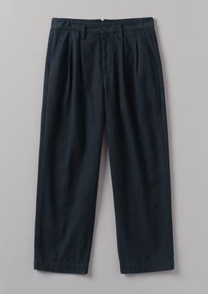 Bill Cotton Wide Leg Trousers | Dark Navy