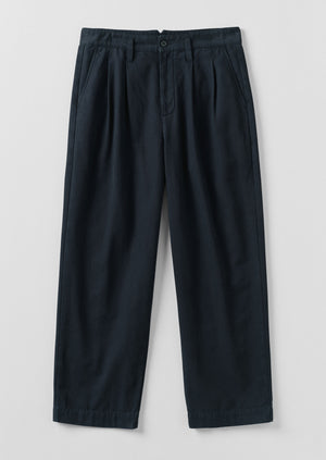 Bill Cotton Wide Leg Trousers | Dark Navy