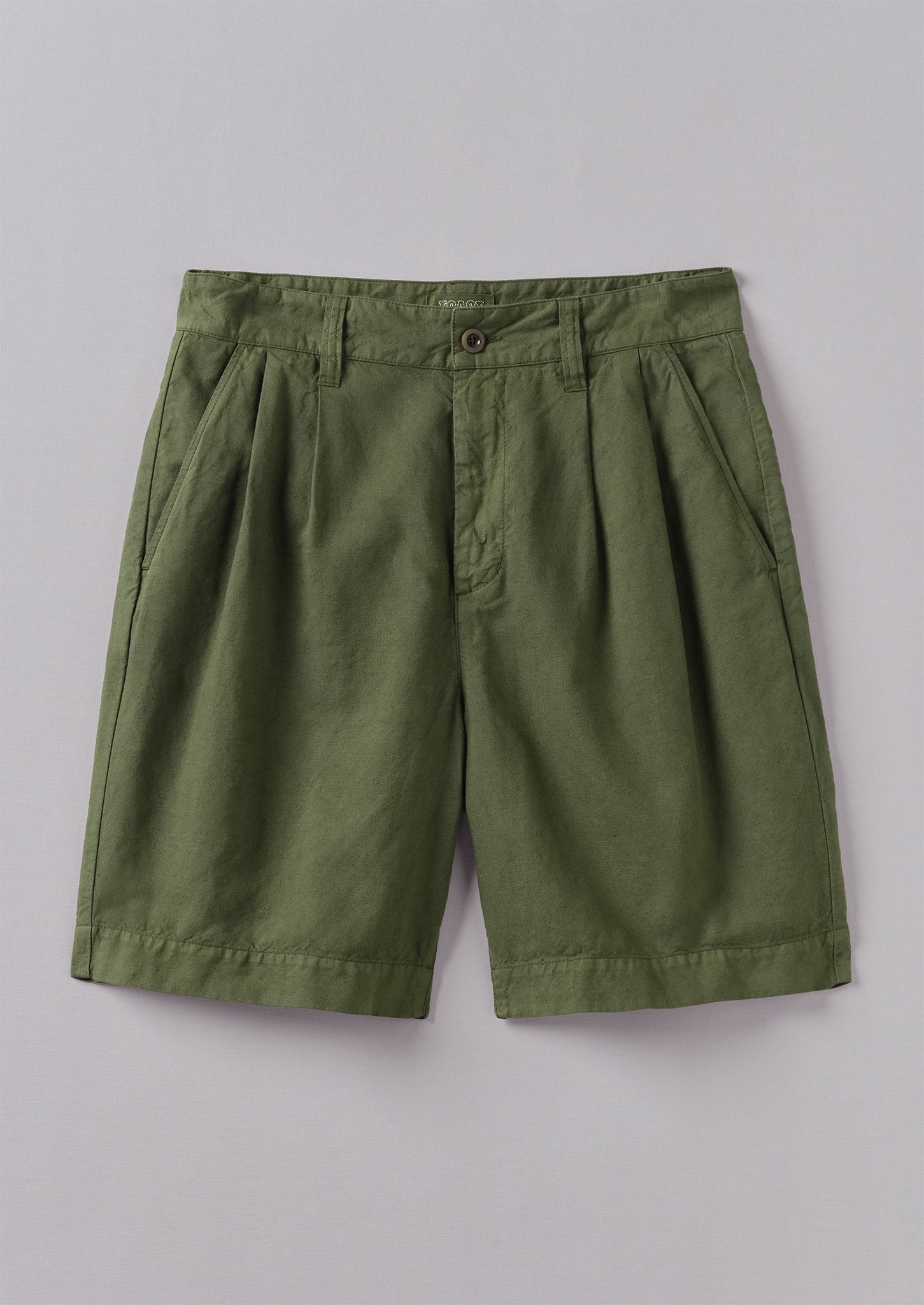 Double Pleat Cotton Linen Shorts | Pine Green