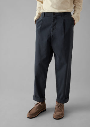 Otto Cotton Twill Pleat Trousers | Charcoal