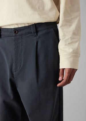 Otto Cotton Twill Pleat Trousers | Charcoal