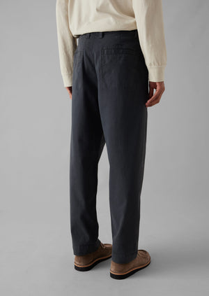 Otto Cotton Twill Pleat Trousers | Charcoal