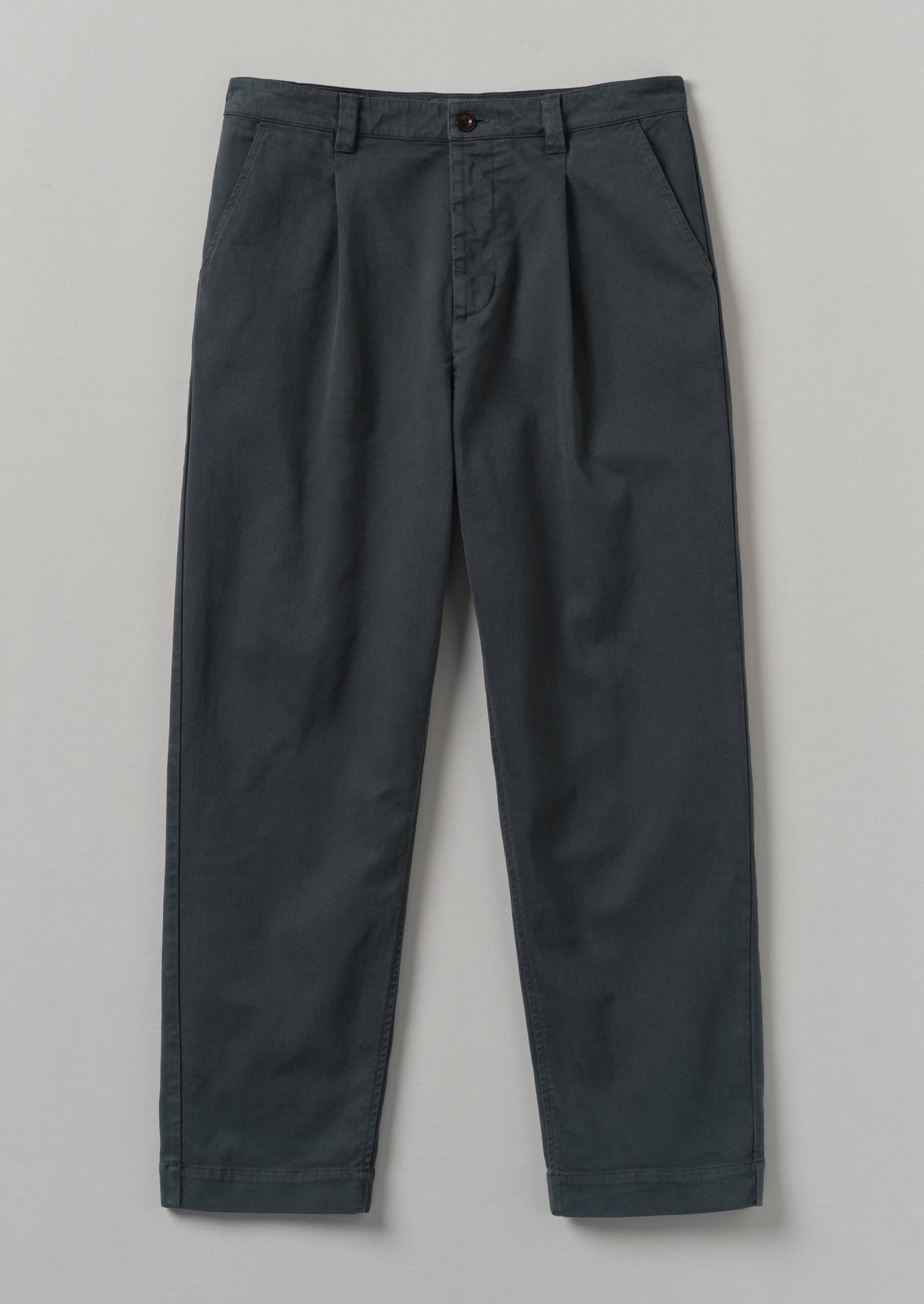 Otto Cotton Twill Pleat Trousers | Charcoal