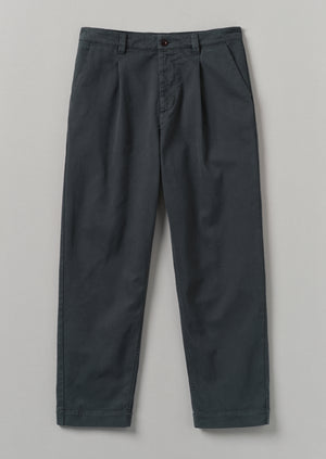 Otto Cotton Twill Pleat Trousers | Charcoal