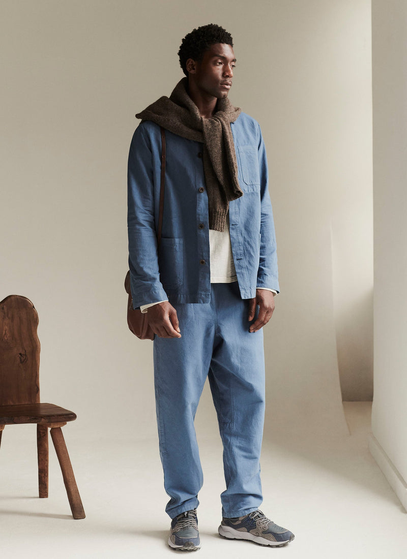 Alfie Garment Dyed Herringbone Trousers | Slate Blue