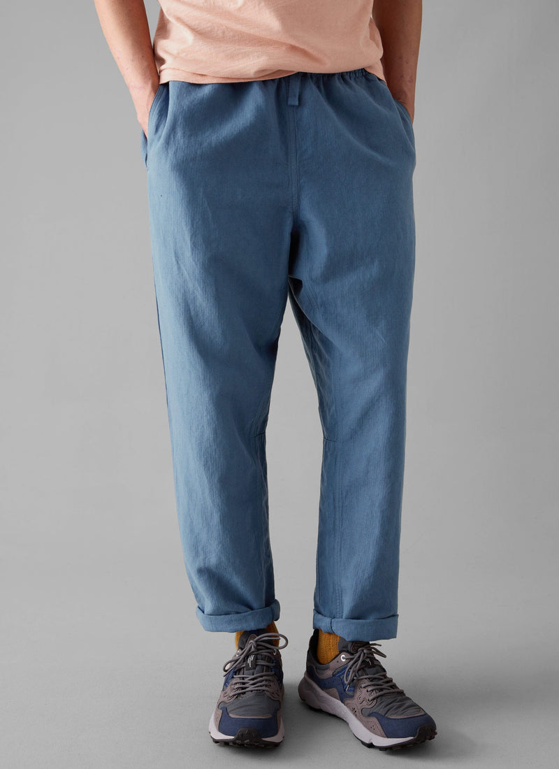 Alfie Garment Dyed Herringbone Trousers | Slate Blue