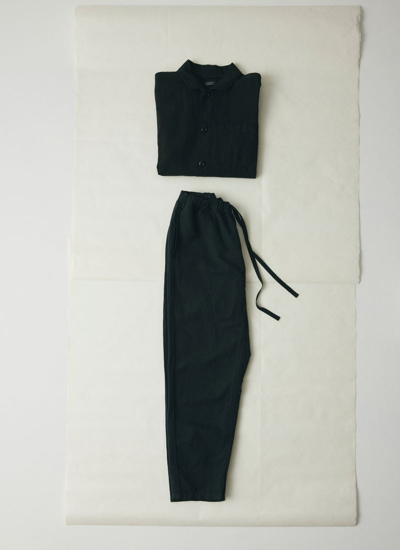 Alfie Garment Dyed Herringbone Trousers | Washed Black