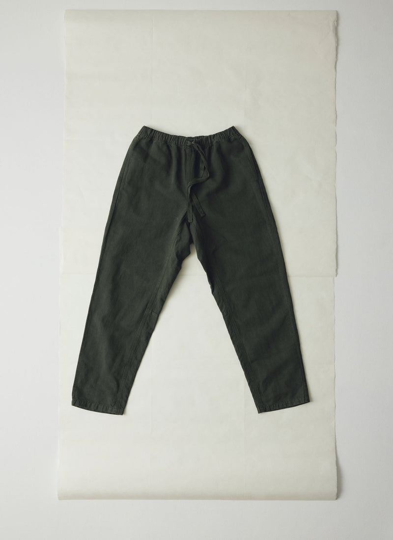 Alfie Garment Dyed Herringbone Trousers | Dark Moss