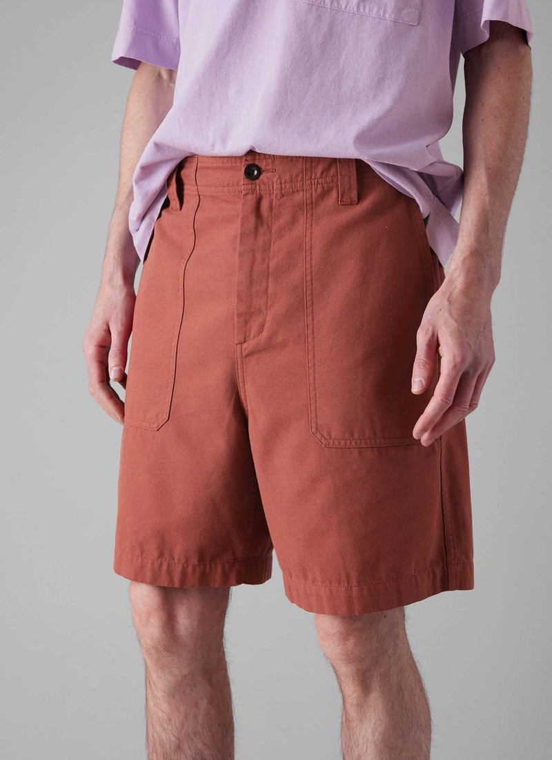 Cotton Canvas Shorts | Terracotta