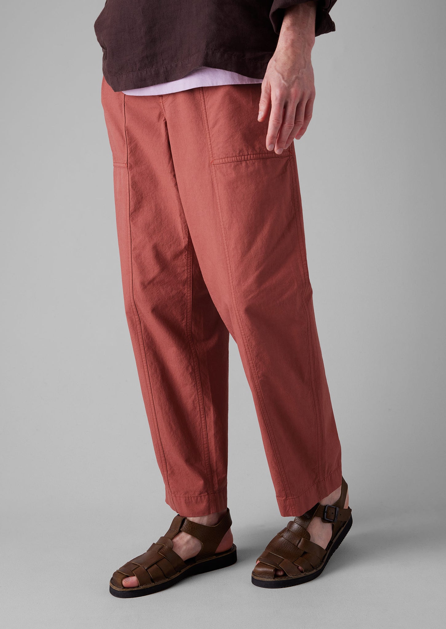 Cotton Linen Workwear Trousers | Red Brick