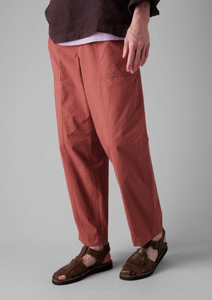 Cotton Linen Workwear Trousers | Red Brick