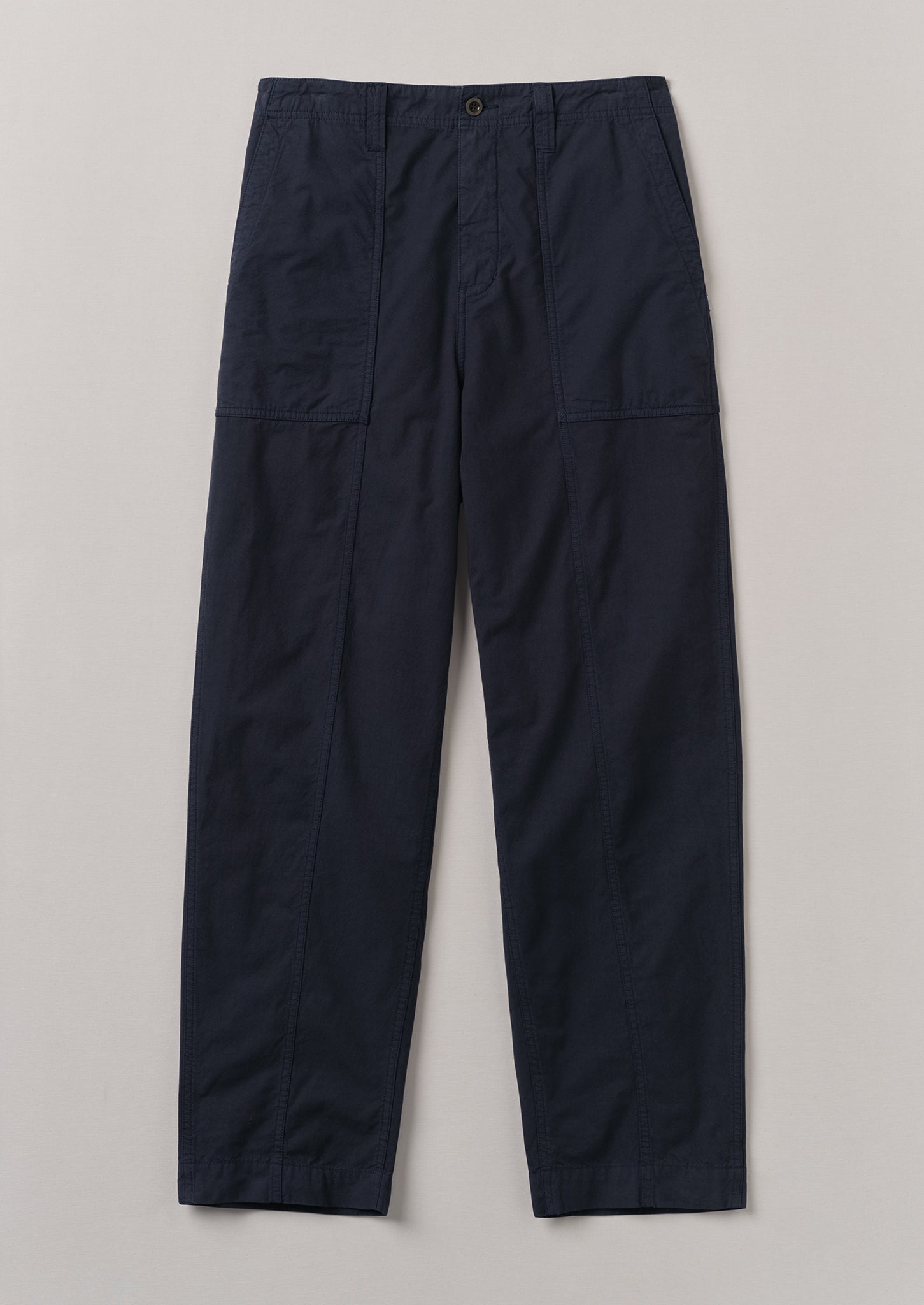 Cotton Linen Workwear Trousers | Raven Blue