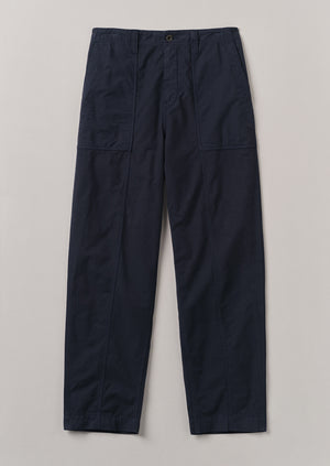 Cotton Linen Workwear Trousers | Raven Blue