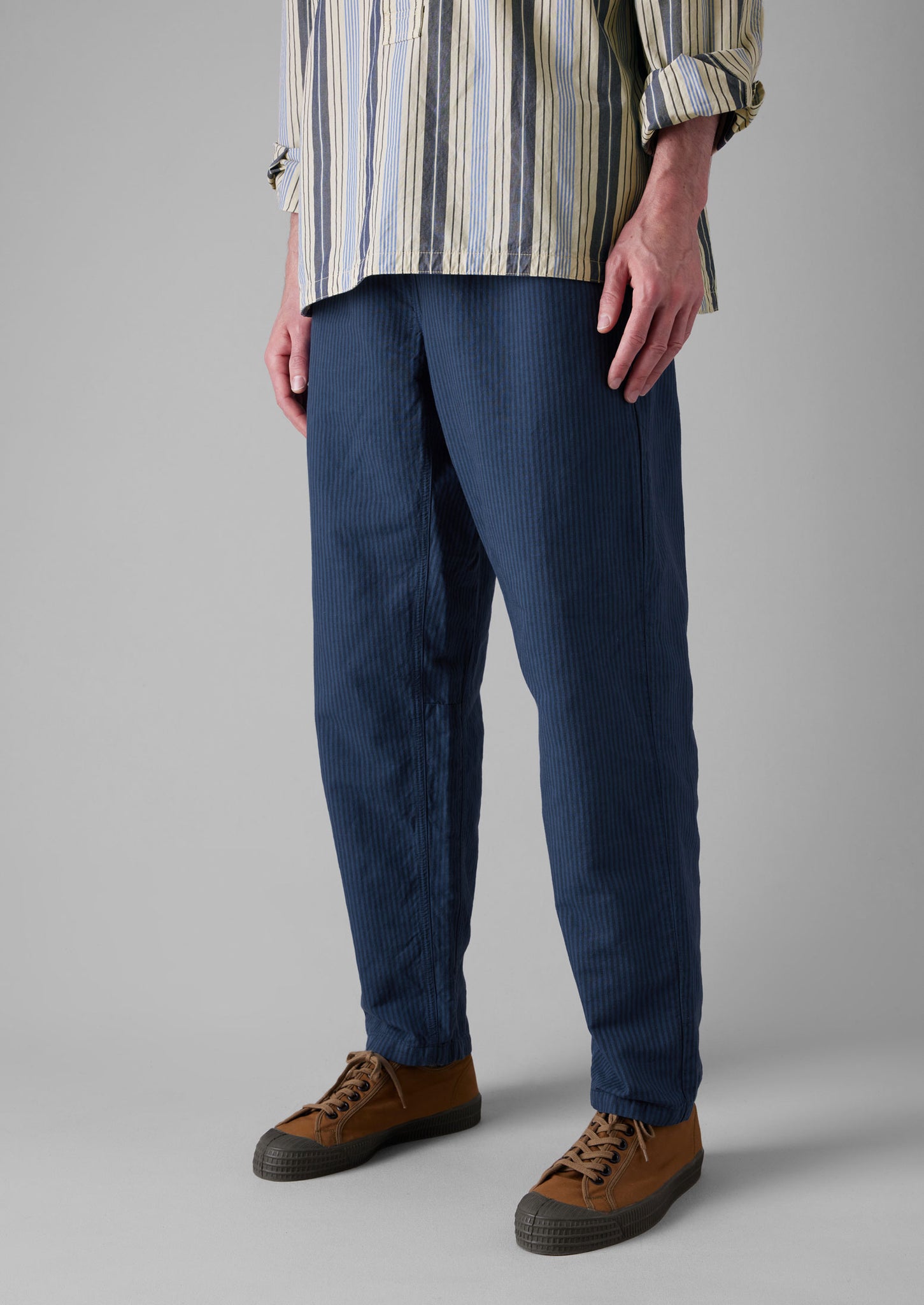 Alfie Overdyed Stripe Trousers | Engineer Blue