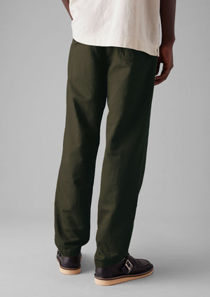 Duncan Cotton Hemp Herringbone Trousers | Forest Green