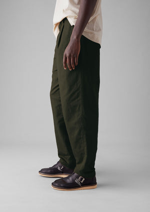 Duncan Cotton Hemp Herringbone Trousers | Forest Green