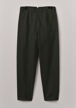 Duncan Cotton Hemp Herringbone Trousers | Forest Green