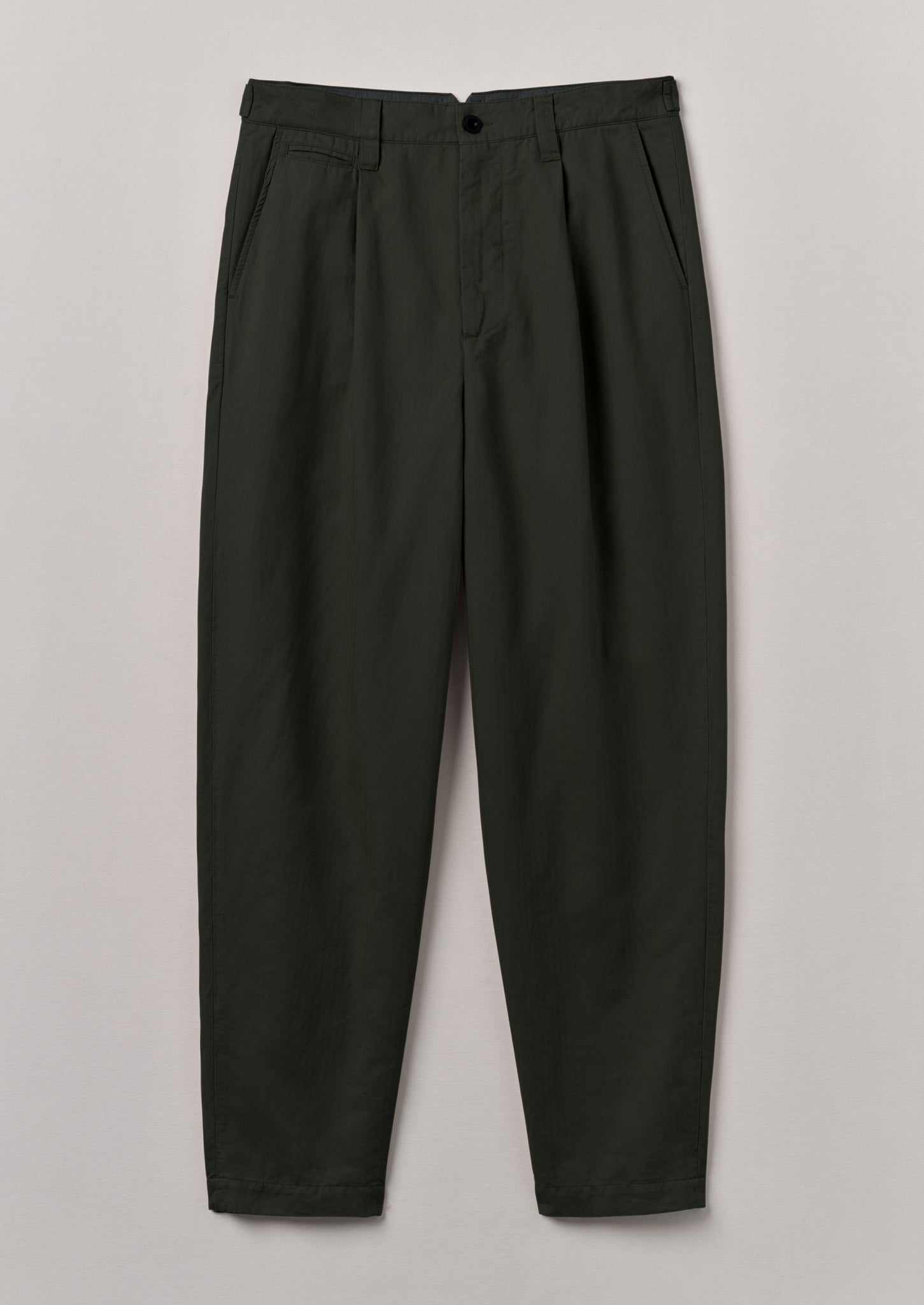 Duncan Cotton Hemp Herringbone Trousers | Forest Green