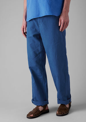 Rory Cotton Linen Drawstring Trousers | Washed Indigo