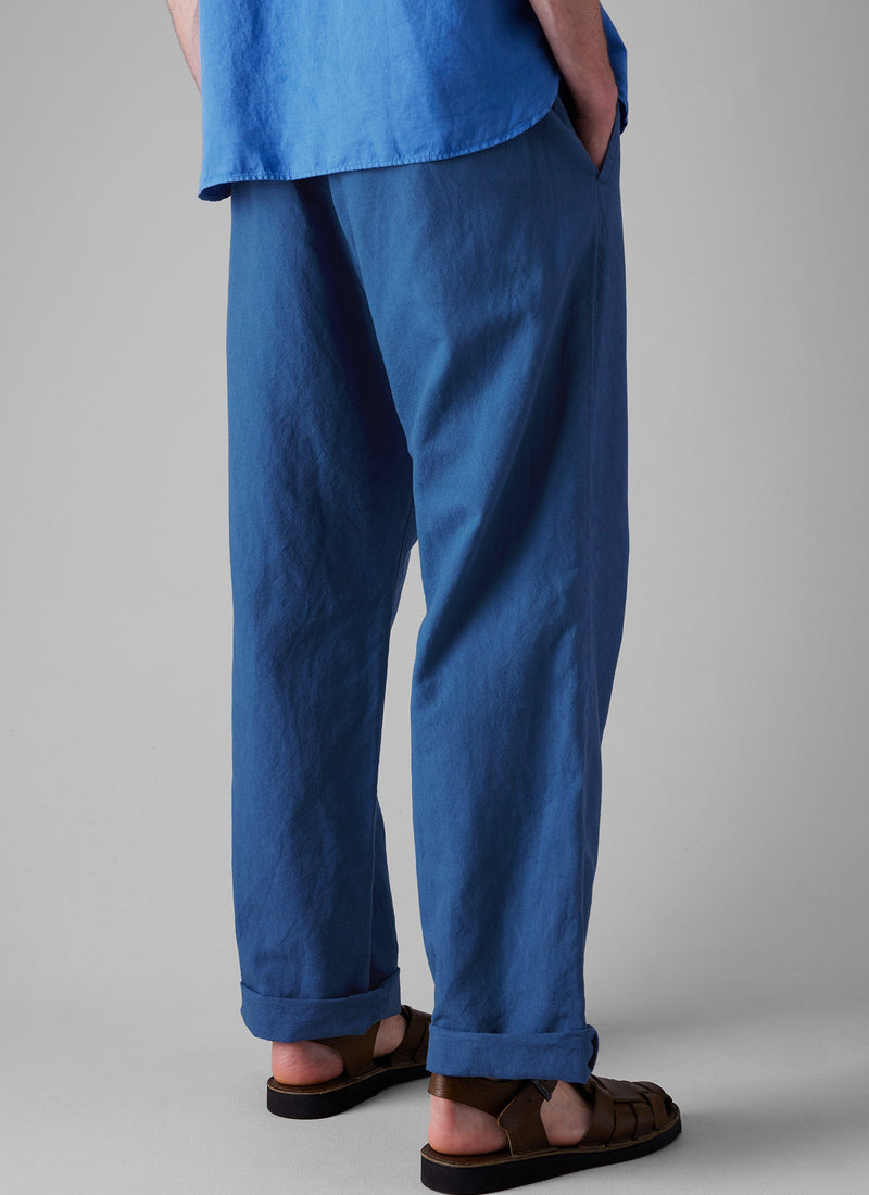 Rory Cotton Linen Drawstring Trousers | Washed Indigo