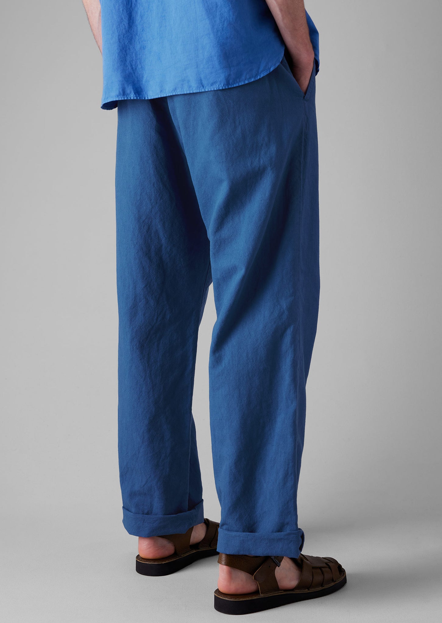 Rory Cotton Linen Drawstring Trousers | Washed Indigo