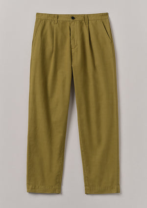 Otto Cotton Pleat Trousers | Warm Olive