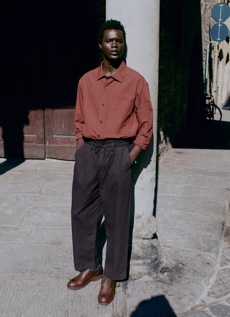 Bill Cotton Canvas Wide Leg Trousers | Soft Black