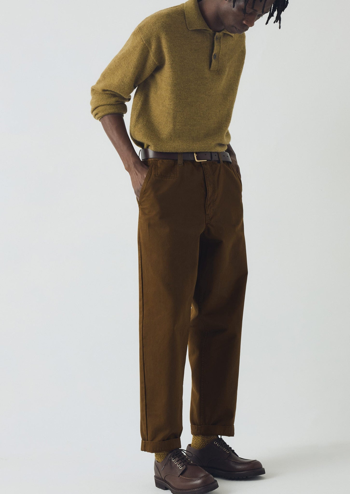 Garment Dyed Cotton Twill Trousers | Bronze