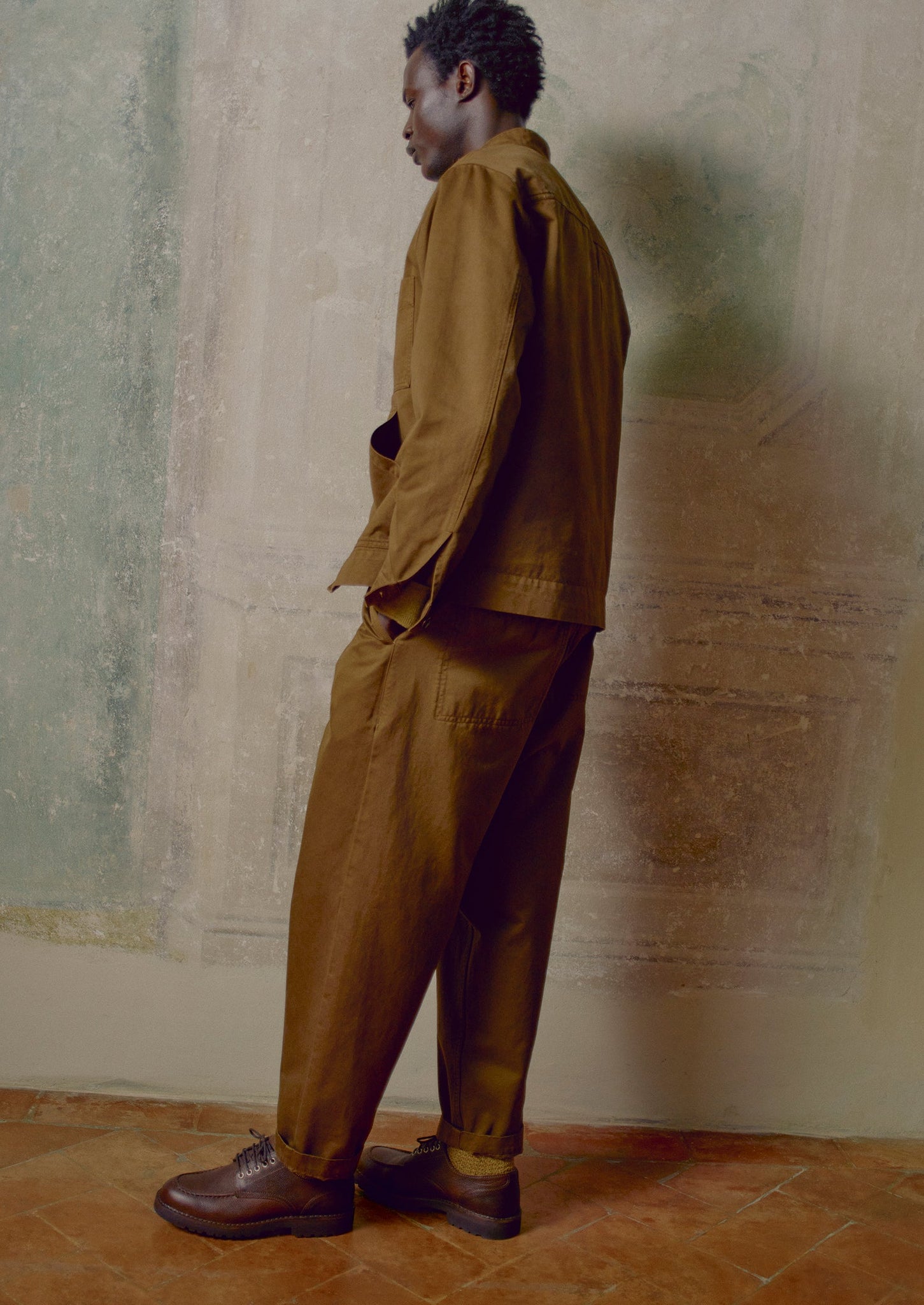 Garment Dyed Cotton Twill Trousers | Bronze