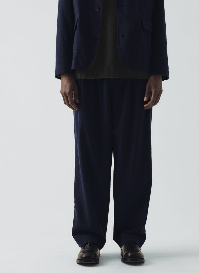 Bill Houndstooth Cotton Wool Trousers | Dark Navy