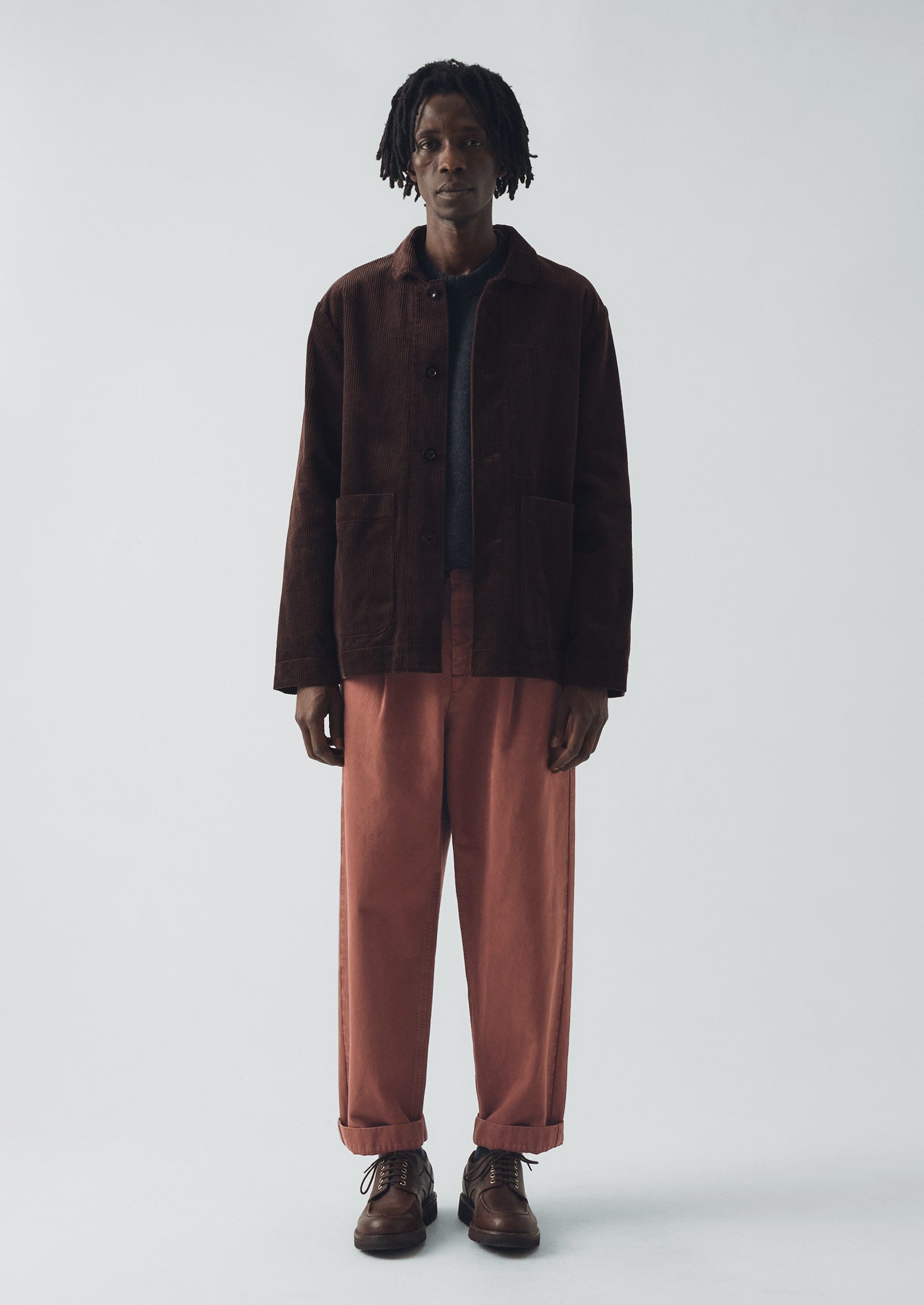 Otto Cotton Herringbone Pleat Trousers | Cacao | TOAST