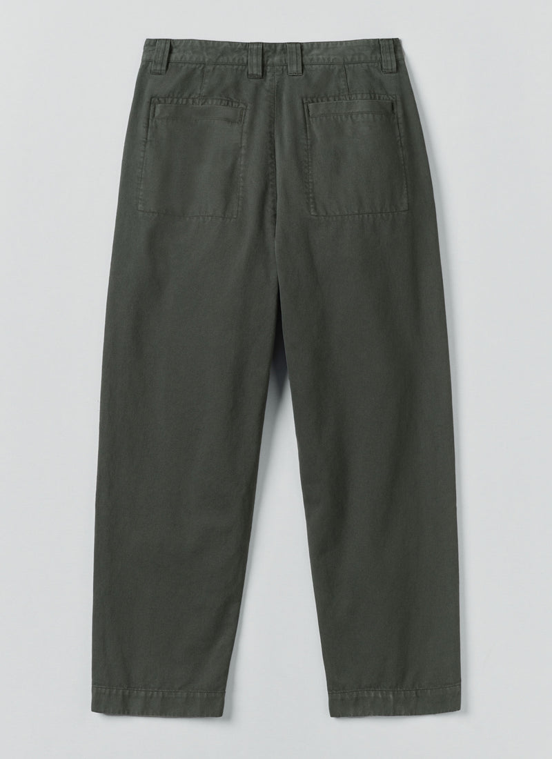 Otto Cotton Herringbone Pleat Trousers | Dark Mineral Green