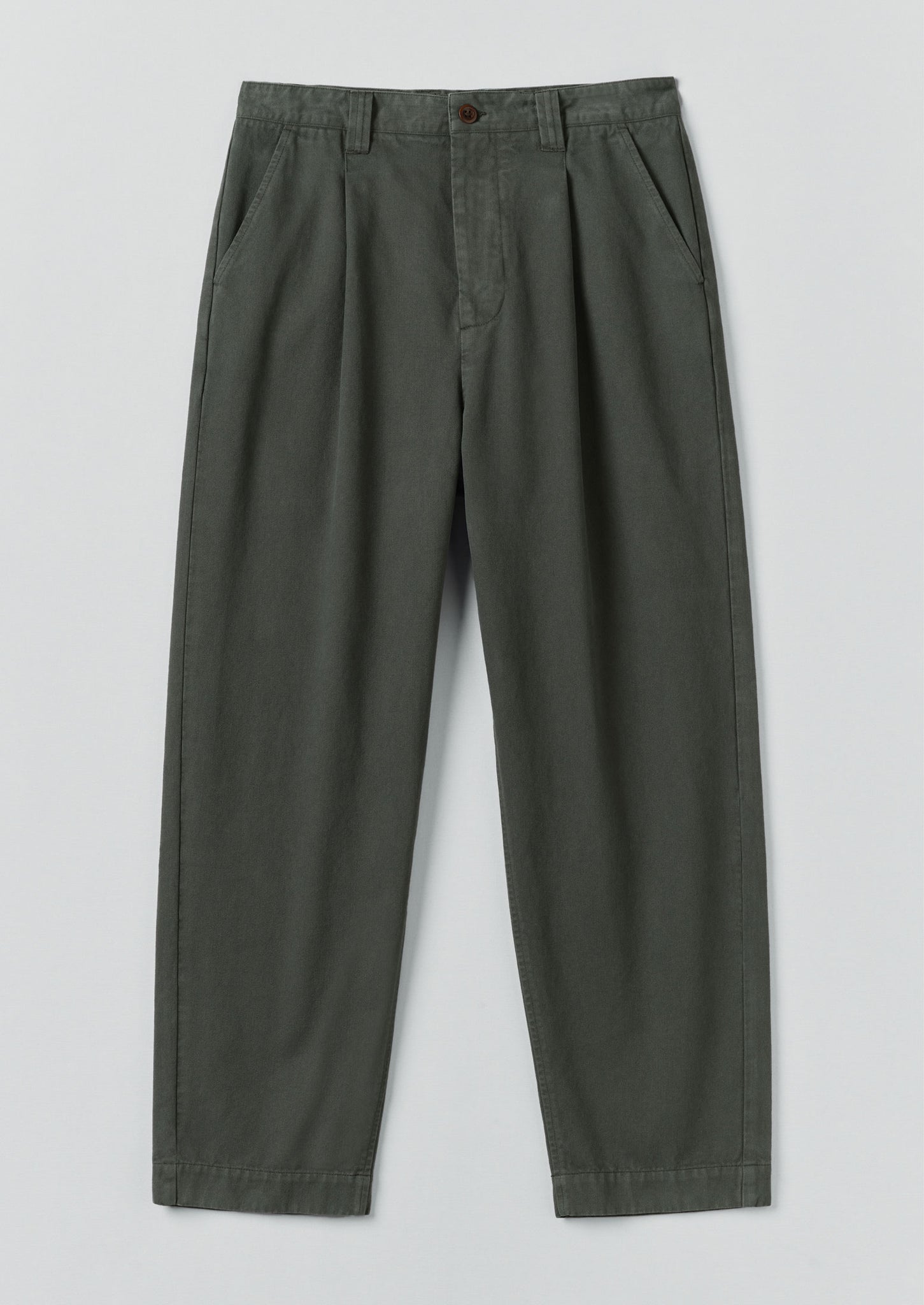 Otto Cotton Herringbone Pleat Trousers | Dark Mineral Green
