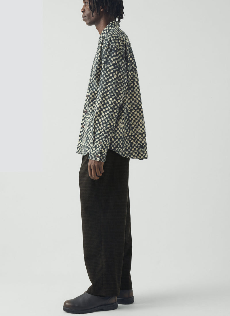 Bill Sketch Check Cotton Wool Trousers | Slate