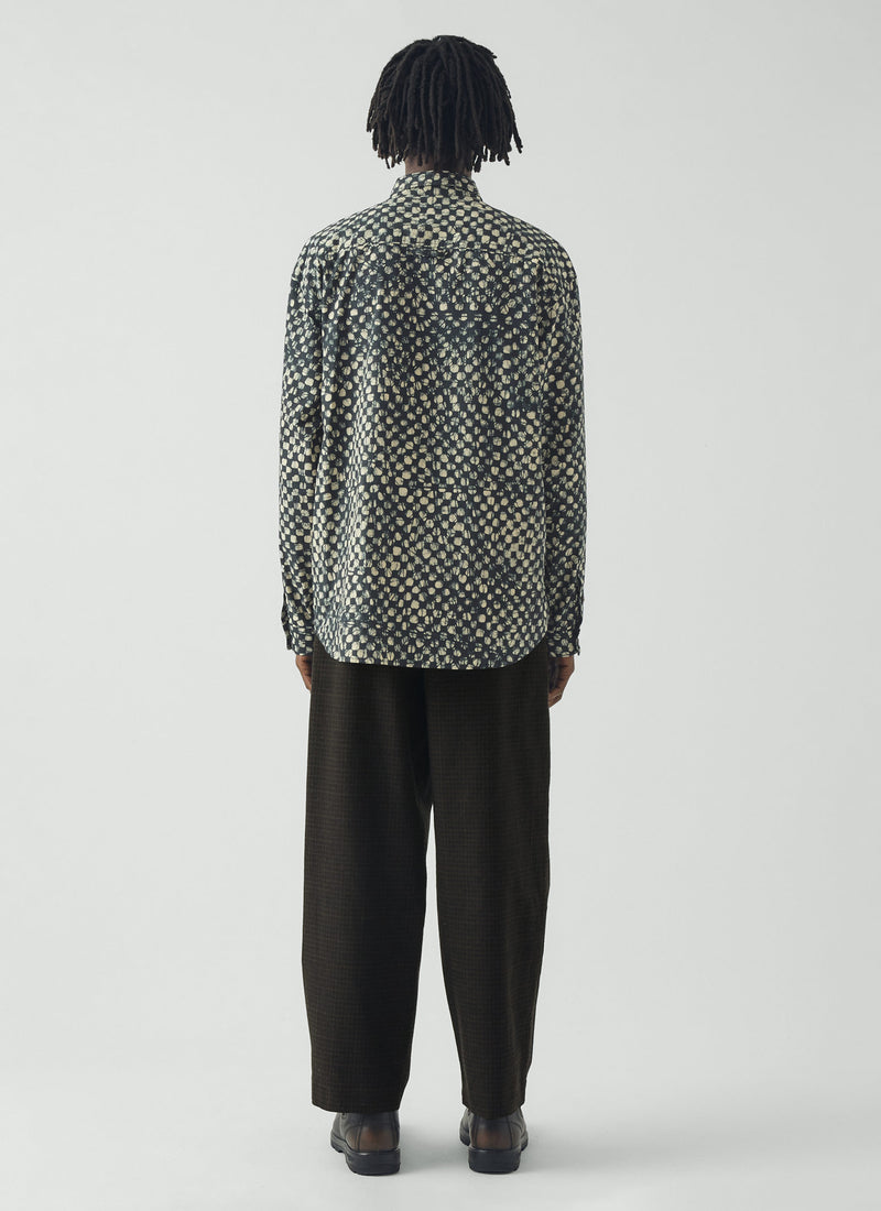 Bill Sketch Check Cotton Wool Trousers | Slate