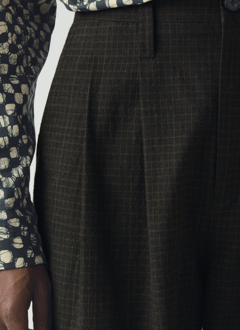 Bill Sketch Check Cotton Wool Trousers | Slate