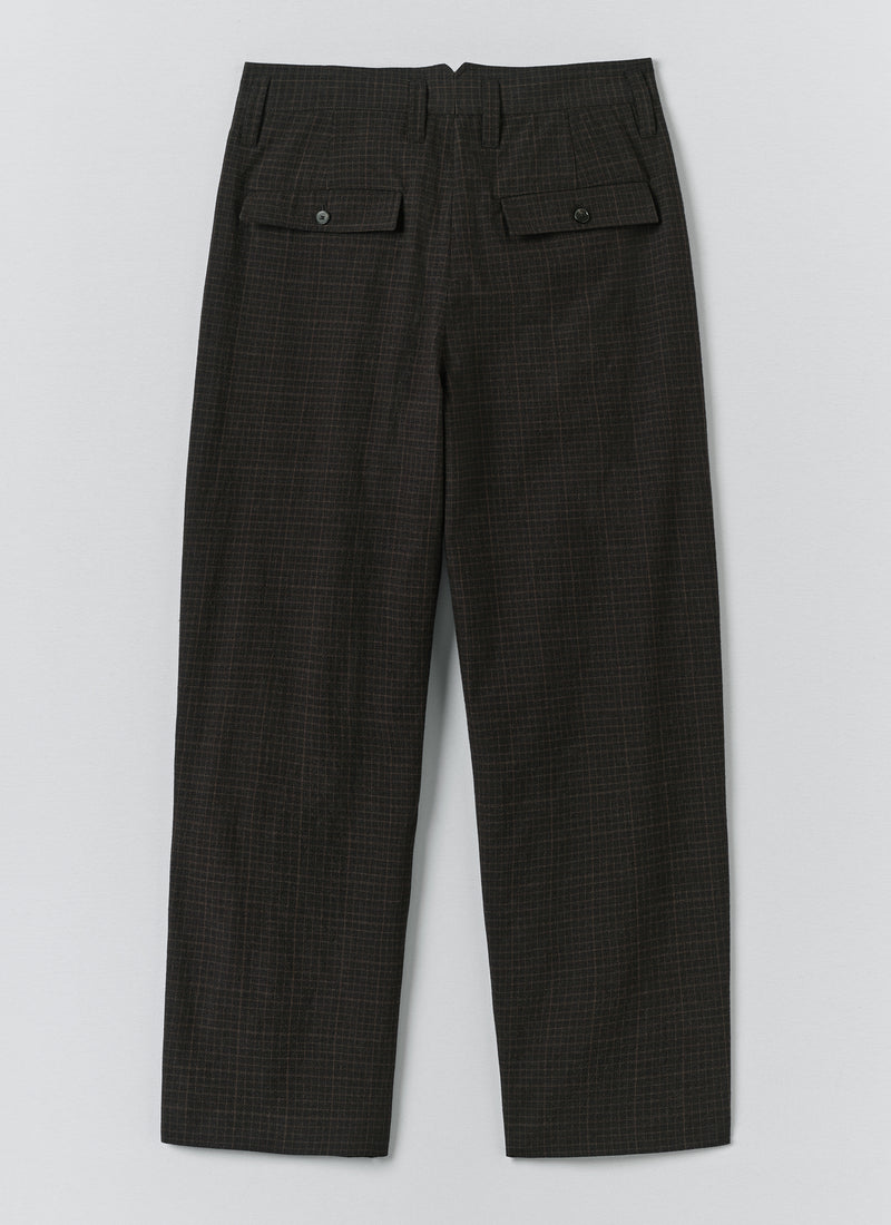 Bill Sketch Check Cotton Wool Trousers | Slate