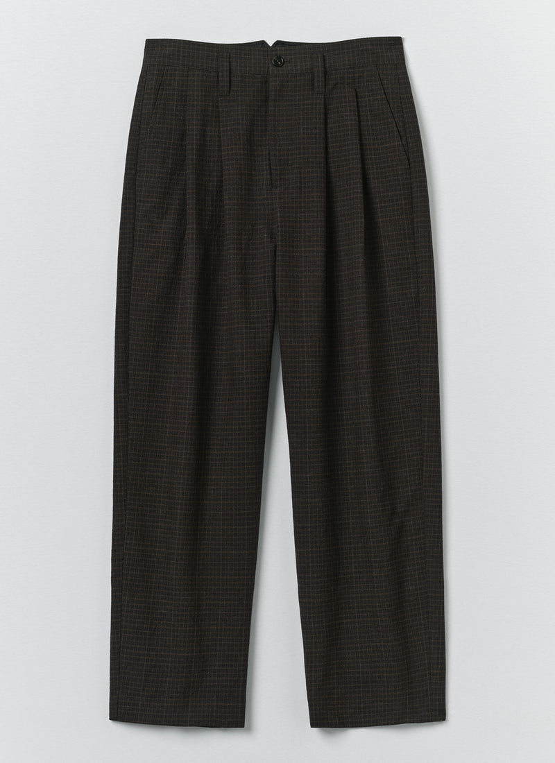 Bill Sketch Check Cotton Wool Trousers | Slate